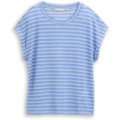 TOM TAILOR DENIM Damen T-Shirt mit Streifenmuster, blau, Gestreift, Gr. S TOM TAILOR DENIM Damen T-Shirt mit Streifenmuster, blau, Gestreift, Gr. S