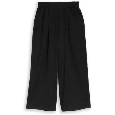 TOM TAILOR DENIM Damen Crinkle Culotte Hose, schwarz, Uni, Gr. L TOM TAILOR DENIM Damen Crinkle Culotte Hose, schwarz, Uni, Gr. L