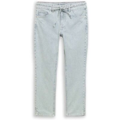TOM TAILOR Damen TTLENE SLIM CROPPED Jeans mit Streifenmuster, blau, Uni, Gr. 27/26 TOM TAILOR Damen TTLENE SLIM CROPPED Jeans mit Streifenmuster, blau, Uni, Gr. 27/26