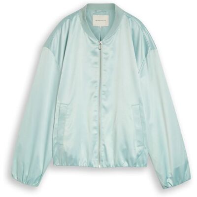 TOM TAILOR Damen Satin Blouson Jacke mit Bomberkragen, blau, Uni, Gr. XS TOM TAILOR Damen Satin Blouson Jacke mit Bomberkragen, blau, Uni, Gr. XS
