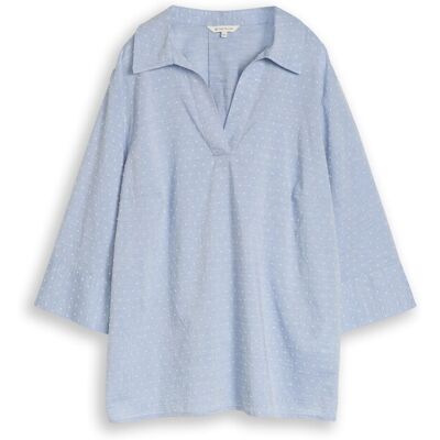 TOM TAILOR Damen Plus Size - Loose Fit Bluse mit Stickerei, blau, Gepunktet, Gr. 52 TOM TAILOR Damen Plus Size - Loose Fit Bluse mit Stickerei, blau, Gepunktet, Gr. 52