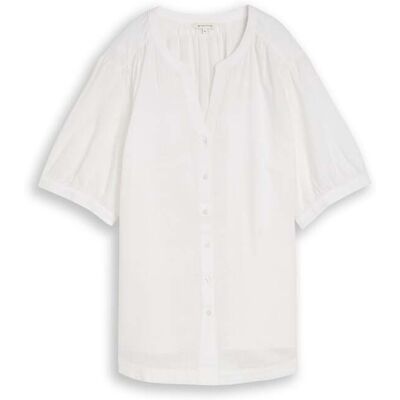 TOM TAILOR Damen Plus Size - Bluse aus Baumwolle, weiß, Uni, Gr. 48 TOM TAILOR Damen Plus Size - Bluse aus Baumwolle, weiß, Uni, Gr. 48