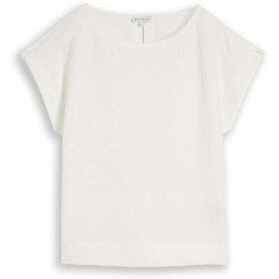 TOM TAILOR Damen Loose Fit T-Shirt, weiß, Uni, Gr. M TOM TAILOR Damen Loose Fit T-Shirt, weiß, Uni, Gr. M