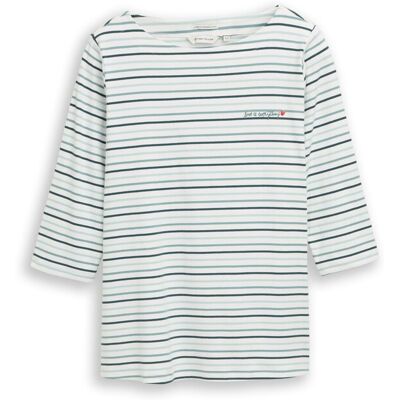 TOM TAILOR Damen Plus Size - Langarmshirt mit Streifenmuster, grün, Gestreift, Gr. 46 TOM TAILOR Damen Plus Size - Langarmshirt mit Streifenmuster, grün, Gestreift, Gr. 46