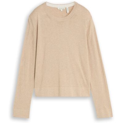 TOM TAILOR Damen Strickpullover mit Seidenanteil, beige, Uni, Gr. S TOM TAILOR Damen Strickpullover mit Seidenanteil, beige, Uni, Gr. S