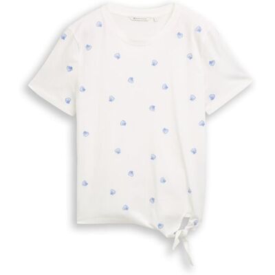 TOM TAILOR DENIM Damen T-Shirt mit Stickereien, weiß, Gemustert, Gr. L TOM TAILOR DENIM Damen T-Shirt mit Stickereien, weiß, Gemustert, Gr. L