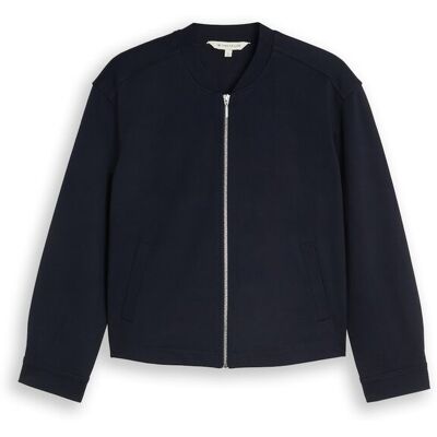 TOM TAILOR Damen Loose Fit Jacke mit Bomberkragen, blau, Uni, Gr. XXL TOM TAILOR Damen Loose Fit Jacke mit Bomberkragen, blau, Uni, Gr. XXL