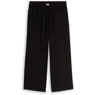 TOM TAILOR Damen Plus Size - Loose Wide Hose mit Kordelzug, schwarz, Uni, Gr. 48 TOM TAILOR Damen Plus Size - Loose Wide Hose mit Kordelzug, schwarz, Uni, Gr. 48