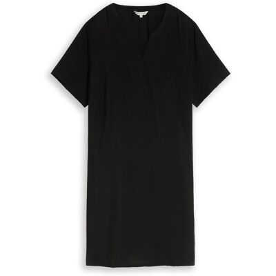 TOM TAILOR Damen Plus Size - Kleid mit V-Ausschnitt, schwarz, Uni, Gr. 46 TOM TAILOR Damen Plus Size - Kleid mit V-Ausschnitt, schwarz, Uni, Gr. 46