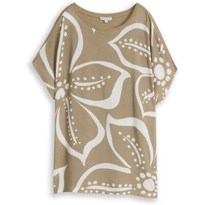 TOM TAILOR Damen Plus Size - T-Shirt im Material-Mix, grün, Geblümt, Gr. 46 TOM TAILOR Damen Plus Size - T-Shirt im Material-Mix, grün, Geblümt, Gr. 46