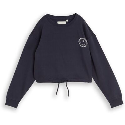 TOM TAILOR Mädchen Cropped Sweatshirt mit Print, blau, Uni, Gr. 176 TOM TAILOR Mädchen Cropped Sweatshirt mit Print, blau, Uni, Gr. 176