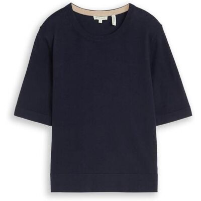 TOM TAILOR Damen Strickpullover mit Seidenanteil, blau, Uni, Gr. S TOM TAILOR Damen Strickpullover mit Seidenanteil, blau, Uni, Gr. S