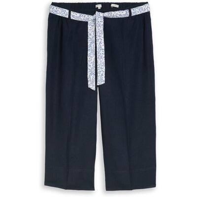 TOM TAILOR Damen Plus Size - Culotte Hose mit Leinenanteil, blau, Uni, Gr. 44/28 TOM TAILOR Damen Plus Size - Culotte Hose mit Leinenanteil, blau, Uni, Gr. 44/28