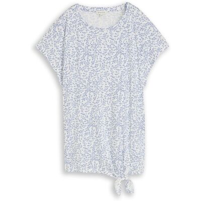 TOM TAILOR Damen Plus Size - T-Shirt mit Knotendetail, weiß, Gemustert, Gr. 44 TOM TAILOR Damen Plus Size - T-Shirt mit Knotendetail, weiß, Gemustert, Gr. 44