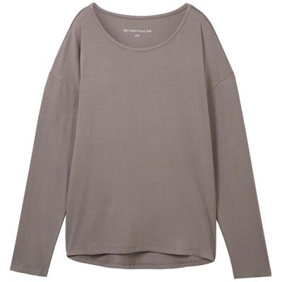 TOM TAILOR Damen Loungewear Langarmshirt, grau, Uni, Gr. S/36 TOM TAILOR Damen Loungewear Langarmshirt, grau, Uni, Gr. S/36