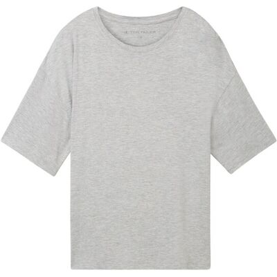 TOM TAILOR Damen Loungewear T-Shirt in Melange Optik, grau, Meliert, Gr. L/40 TOM TAILOR Damen Loungewear T-Shirt in Melange Optik, grau, Meliert, Gr. L/40