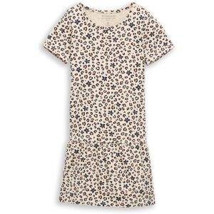 TOM TAILOR Mädchen Mini-Kleid mit Leo-Muster, weiß, Animalprint, Gr. 104/110 TOM TAILOR Mädchen Mini-Kleid mit Leo-Muster, weiß, Animalprint, Gr. 104/110