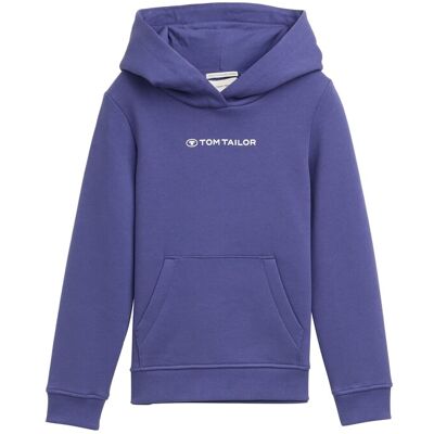 TOM TAILOR Mädchen Hoodie Sweatshirt mit Logo-Print, blau, Uni, Gr. 92/98 TOM TAILOR Mädchen Hoodie Sweatshirt mit Logo-Print, blau, Uni, Gr. 92/98