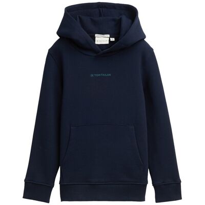 TOM TAILOR Jungen Hoodie Sweatshirt mit Logo-Print, blau, Uni, Gr. 104/110 TOM TAILOR Jungen Hoodie Sweatshirt mit Logo-Print, blau, Uni, Gr. 104/110