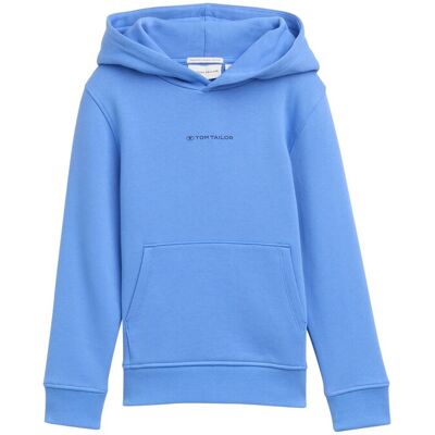TOM TAILOR Jungen Hoodie Sweatshirt mit Logo-Print, blau, Uni, Gr. 104/110 TOM TAILOR Jungen Hoodie Sweatshirt mit Logo-Print, blau, Uni, Gr. 104/110