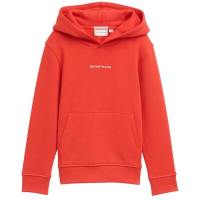 TOM TAILOR Jungen Hoodie Sweatshirt mit Logo-Print, rot, Uni, Gr. 128/134 TOM TAILOR Jungen Hoodie Sweatshirt mit Logo-Print, rot, Uni, Gr. 128/134