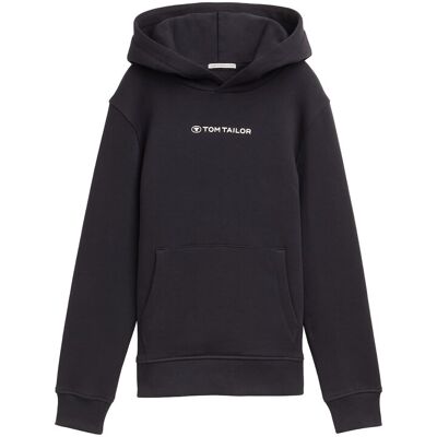 TOM TAILOR Jungen Hoodie Sweatshirt mit Logo-Print, grau, Uni, Gr. 128 TOM TAILOR Jungen Hoodie Sweatshirt mit Logo-Print, grau, Uni, Gr. 128