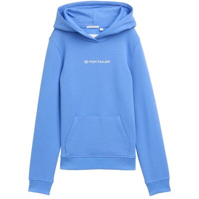 TOM TAILOR Mädchen Hoodie Sweatshirt mit Logo-Print, blau, Uni, Gr. 176 TOM TAILOR Mädchen Hoodie Sweatshirt mit Logo-Print, blau, Uni, Gr. 176