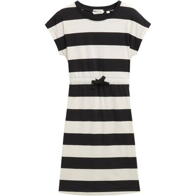 TOM TAILOR Mädchen Mini-Kleid mit Streifenmuster, schwarz, Gestreift, Gr. 128 TOM TAILOR Mädchen Mini-Kleid mit Streifenmuster, schwarz, Gestreift, Gr. 128