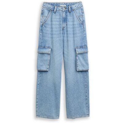 TOM TAILOR Mädchen Wide Leg Cargo Jeans, blau, Uni, Gr. 128 TOM TAILOR Mädchen Wide Leg Cargo Jeans, blau, Uni, Gr. 128