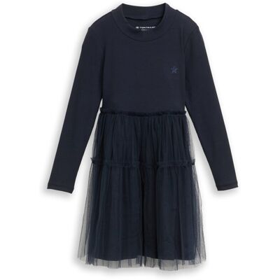 TOM TAILOR Mädchen Mini-Kleid mit Tüllrock, blau, Uni, Gr. 92/98 TOM TAILOR Mädchen Mini-Kleid mit Tüllrock, blau, Uni, Gr. 92/98