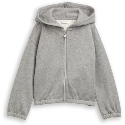TOM TAILOR Mädchen Cropped Hoodie Sweatjacke in Glitzer-Optik, grau, Meliert, Gr. 92/98 TOM TAILOR Mädchen Cropped Hoodie Sweatjacke in Glitzer-Optik, grau, Meliert, Gr. 92/98