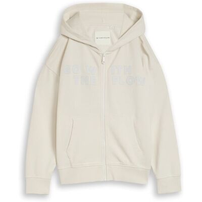 TOM TAILOR Jungen Oversize Hoodie Sweatjacke mit Print, weiß, Uni, Gr. 176 TOM TAILOR Jungen Oversize Hoodie Sweatjacke mit Print, weiß, Uni, Gr. 176