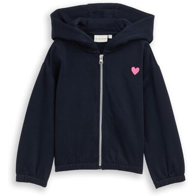 TOM TAILOR Mädchen Cropped Hoodie Sweatjacke mit Stickerei, blau, Uni, Gr. 92/98 TOM TAILOR Mädchen Cropped Hoodie Sweatjacke mit Stickerei, blau, Uni, Gr. 92/98