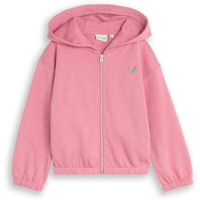 TOM TAILOR Mädchen Cropped Hoodie Sweatjacke mit Stickerei, rosa, Uni, Gr. 92/98 TOM TAILOR Mädchen Cropped Hoodie Sweatjacke mit Stickerei, rosa, Uni, Gr. 92/98