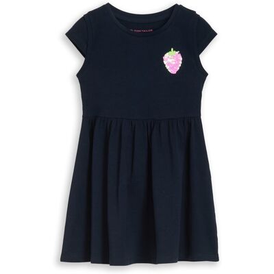TOM TAILOR Mädchen Mini-Kleid mit Wendepailletten, blau, Uni, Gr. 92/98 TOM TAILOR Mädchen Mini-Kleid mit Wendepailletten, blau, Uni, Gr. 92/98