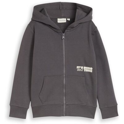 TOM TAILOR Jungen Hoodie Sweatjacke mit Rückenprint, grau, Uni, Gr. 116/122 TOM TAILOR Jungen Hoodie Sweatjacke mit Rückenprint, grau, Uni, Gr. 116/122