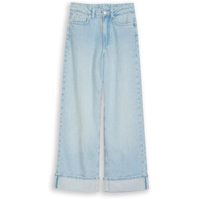 TOM TAILOR Mädchen Wide Leg Jeans mit Turn-up, blau, Uni, Gr. 128 TOM TAILOR Mädchen Wide Leg Jeans mit Turn-up, blau, Uni, Gr. 128