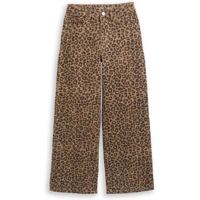 TOM TAILOR Mädchen Wide Leg Jeans mit Leo-Print, braun, Animalprint, Gr. 158 TOM TAILOR Mädchen Wide Leg Jeans mit Leo-Print, braun, Animalprint, Gr. 158