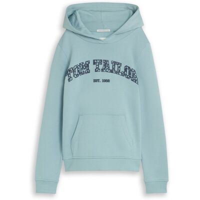 TOM TAILOR Mädchen Hoodie Sweatshirt mit Logo-Print, grün, Uni, Gr. 128 TOM TAILOR Mädchen Hoodie Sweatshirt mit Logo-Print, grün, Uni, Gr. 128