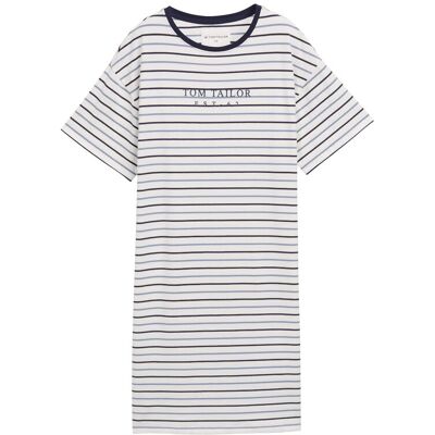 TOM TAILOR Damen Nachthemd mit Streifenmuster, blau, Gestreift, Gr. XL/42 TOM TAILOR Damen Nachthemd mit Streifenmuster, blau, Gestreift, Gr. XL/42