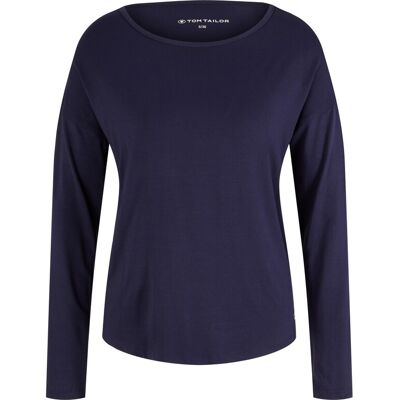 TOM TAILOR Damen Pyjama-Langarmshirt, blau, Uni, Gr. 38 TOM TAILOR Damen Pyjama-Langarmshirt, blau, Uni, Gr. 38