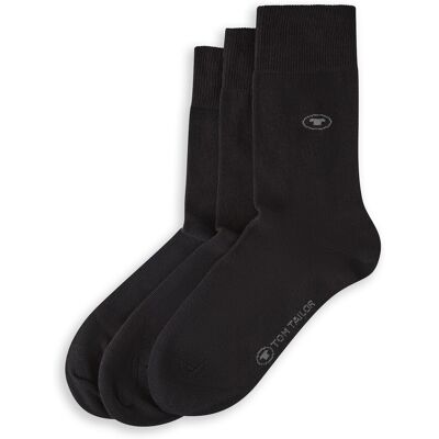 TOM TAILOR Damen Dreierpack Basic Socken, schwarz, Print, Gr. 35-38 TOM TAILOR Damen Dreierpack Basic Socken, schwarz, Print, Gr. 35-38