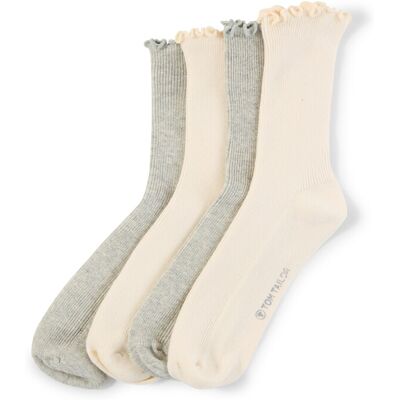 TOM TAILOR Damen Socken im 4er-Pack mit Rüschensaum, grau, Uni, Gr. 39-42 TOM TAILOR Damen Socken im 4er-Pack mit Rüschensaum, grau, Uni, Gr. 39-42