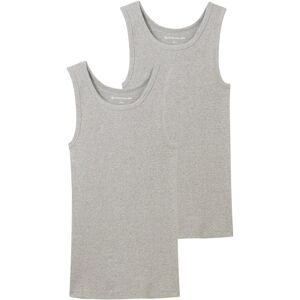 TOM TAILOR Herren Tanktops mit Rippstruktur im 2er-Pack, grau, Uni, Gr. M TOM TAILOR Herren Tanktops mit Rippstruktur im 2er-Pack, grau, Uni, Gr. M