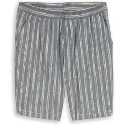 TOM TAILOR DENIM Herren TTRELAXED Shorts mit Leinenanteil, schwarz, Gestreift, Gr. XL TOM TAILOR DENIM Herren TTRELAXED Shorts mit Leinenanteil, schwarz, Gestreift, Gr. XL