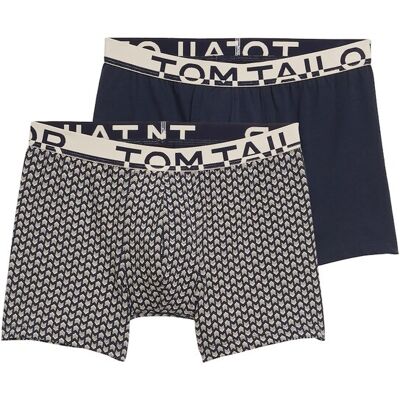 TOM TAILOR Herren Mittellange Boxershorts im 2er-Pack, blau, Print, Gr. S/4 TOM TAILOR Herren Mittellange Boxershorts im 2er-Pack, blau, Print, Gr. S/4
