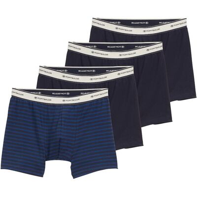 TOM TAILOR Herren Mittellange Boxershorts im 4er-Pack, blau, Gestreift, Gr. S/4 TOM TAILOR Herren Mittellange Boxershorts im 4er-Pack, blau, Gestreift, Gr. S/4