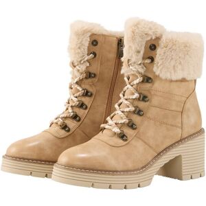 TOM TAILOR Damen Gefütterte Stiefeletten mit Block-Absatz, beige, Uni, Gr. 40 TOM TAILOR Damen Gefütterte Stiefeletten mit Block-Absatz, beige, Uni, Gr. 40