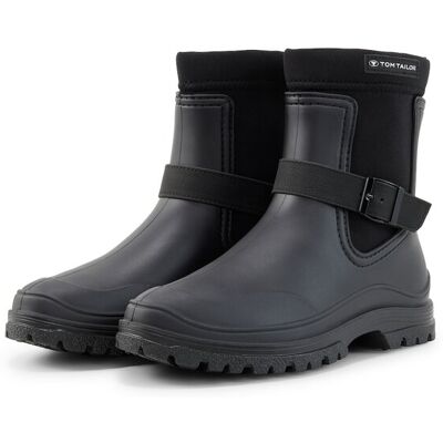 TOM TAILOR Damen Wasserfeste Stiefel mit Schnallen-Detail, schwarz, Uni, Gr. 36 TOM TAILOR Damen Wasserfeste Stiefel mit Schnallen-Detail, schwarz, Uni, Gr. 36