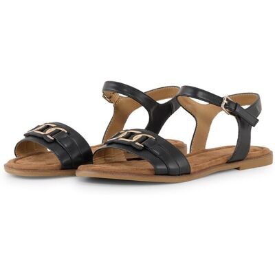 TOM TAILOR Damen Flache Sandalen mit weicher Sohle, schwarz, Uni, Gr. 38 TOM TAILOR Damen Flache Sandalen mit weicher Sohle, schwarz, Uni, Gr. 38